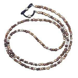 Brown, Bronze, Copper and Silver Beaded Eyeglass or Sunglass Chain Holder